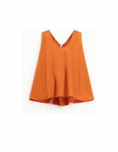 Imperial Femme top en satin Orange avec bijou Imperial Femme top en satin Orange avec bijou