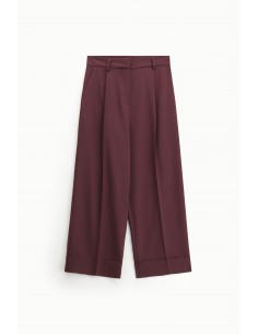 Imperial Femme pantalon cropp a pinces coloris Prune Imperial Femme pantalon cropp a pinces coloris Prune