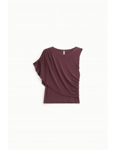 Imperial Femme T-shirt drapé et asymetrique Bordeaux Imperial Femme T-shirt drapé et asymetrique Bordeaux