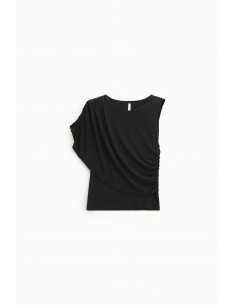 Imperial Femme T-shirt drapé et asymetrique Noir Imperial Femme T-shirt drapé et asymetrique Noir