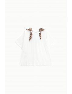 Imperial Femme Tshirt blanc avec Foulard Integré et amovible Imperial Femme Tshirt blanc avec Foulard Integré et amovible