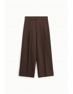 Imperial Femme pantalon cropp a pinces coloris Chocolat