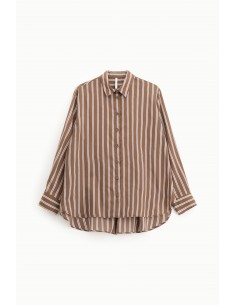 Imperial Femme Chemisier Oversized tabac rayé à boutonnage lateral