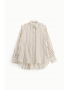 Imperial Femme Chemisier Oversized Ecru rayé à boutonnage lateral Imperial Femme Chemisier Oversized Ecru rayé à boutonnage lateral