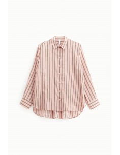 Imperial Femme Chemisier Oversized Rose rayé à boutonnage lateral Imperial Femme Chemisier Oversized Rose rayé à boutonnage lateral