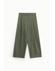 Imperial Femme pantalon cropp a pinces coloris Kaki Imperial Femme pantalon cropp a pinces coloris Kaki