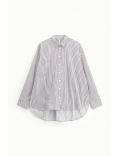 Imperial Femme Chemisier Oversized blanc rayé à boutonnage lateral Imperial Femme Chemisier Oversized blanc rayé à boutonnage lateral