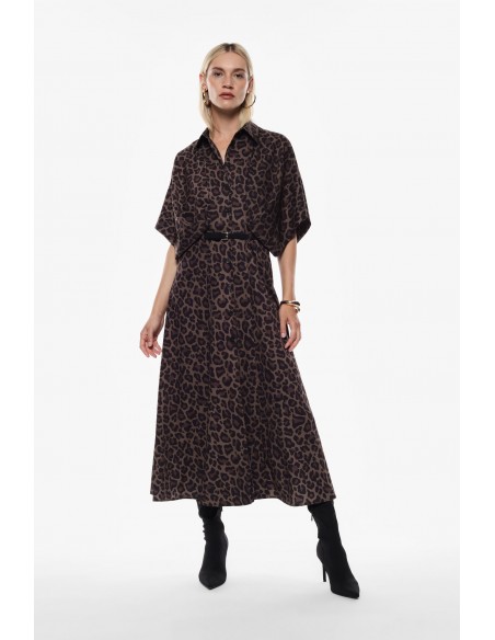 Imperial Femme Robe à manches chauve-souris imprimé Leopard