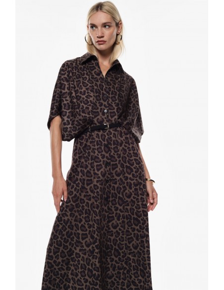 Imperial Femme Robe à manches chauve-souris imprimé Leopard