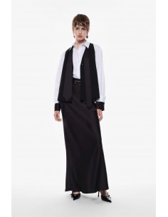 Imperial Femme Jupe longue en satin noir et ceinture Imperial Femme Jupe longue en satin noir et ceinture