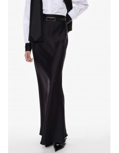 Imperial Femme Jupe longue en satin noir et ceinture Imperial Femme Jupe longue en satin noir et ceinture