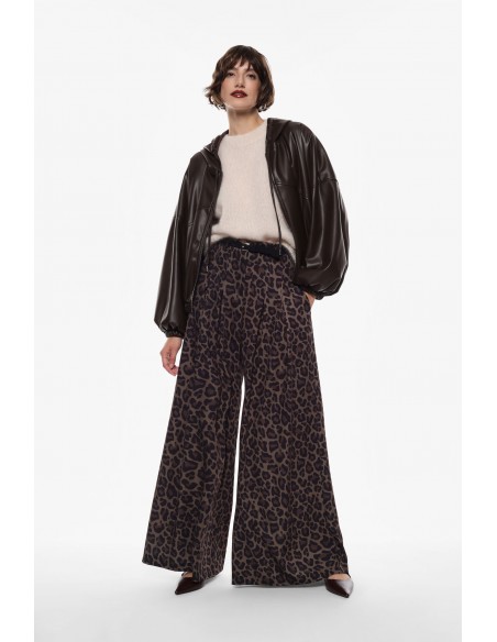 Imperial Femme Pantalon Palazzo imprimé leopard