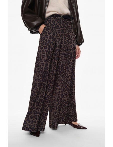 Imperial Femme Pantalon Palazzo imprimé leopard