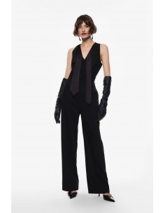 Imperial Femme combi pantalon noir avec cravate integrée Imperial Femme combi pantalon noir avec cravate integrée