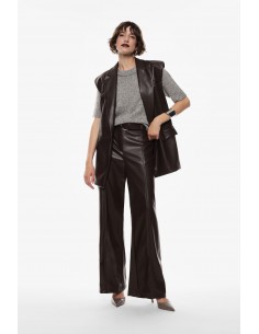 Imperial Femme Pantalon en cuir vegan coloris Chocolat Imperial Femme Pantalon en cuir vegan coloris Chocolat