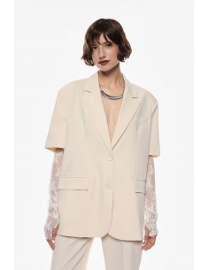 Imperial Femme Blazer Ecru à manches Courtes et manchettes amovibles Imperial Femme Blazer Ecru à manches Courtes et manchettes amovibles
