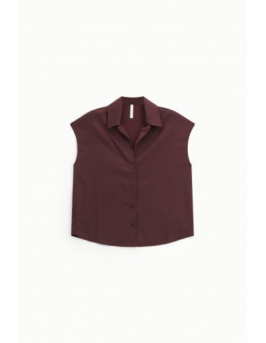 Imperial Femme chemisier fluide sans manches en satin Prune