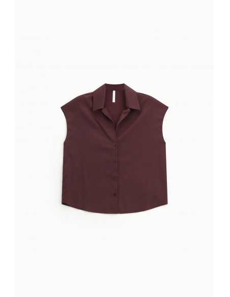 Imperial Femme chemisier fluide sans manches en satin Prune