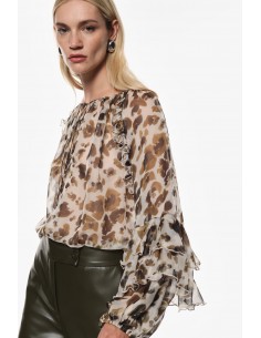 Imperial Femme Blouse a manches longues en voile Imprimé Imperial Femme Blouse a manches longues en voile Imprimé