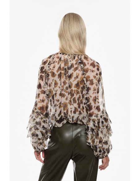 Imperial Femme Blouse a manches longues en voile Imprimé