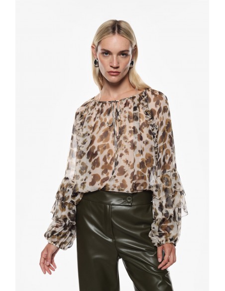 Imperial Femme Blouse a manches longues en voile Imprimé