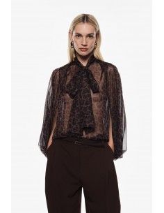 Imperial Femme Blouse sans manches en voile leopard Imperial Femme Blouse sans manches en voile leopard