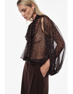 Imperial Femme Blouse sans manches en voile leopard Imperial Femme Blouse sans manches en voile leopard