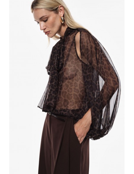 Imperial Femme Blouse sans manches en voile leopard