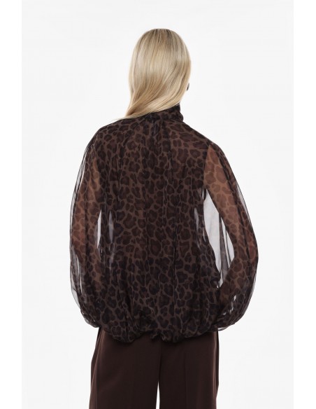 Imperial Femme Blouse sans manches en voile leopard