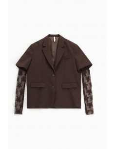 Imperial Femme Blazer Chocolat à manches Courtes et manchettes amovibles