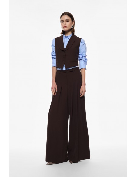Imperial Femme pantalon Palazzo à pinces Chocolat