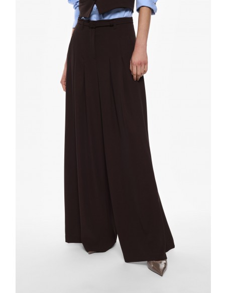 Imperial Femme pantalon Palazzo à pinces Chocolat