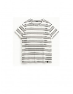 Imperial Homme tshirt en maille ecru rayé gris Imperial Homme tshirt en maille ecru rayé gris