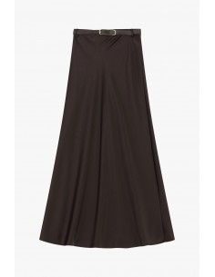Imperial Femme Jupe longue en satin Chocolat et ceinture Imperial Femme Jupe longue en satin Chocolat et ceinture