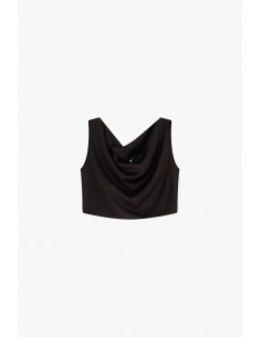 Imperial femme Top en satin choco a col benitier