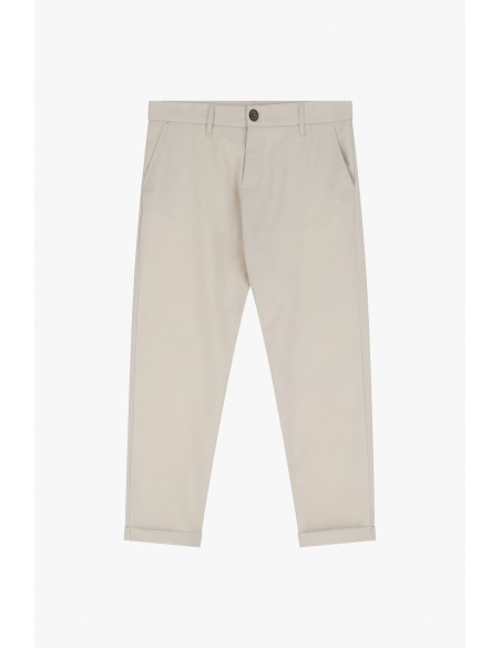 Imperial homme pantalon Chino ecru à revers