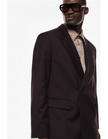 Imperial Homme blazer marron oversize à sangle en drap