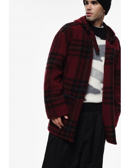 Imperial Homme veste bordeaux a carreaux et capuche
