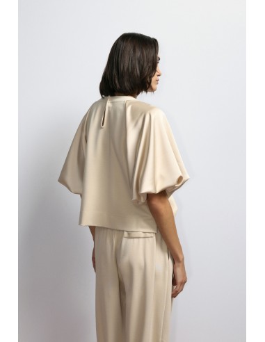 imperial Femme sweat shirt satin manches ballon beige