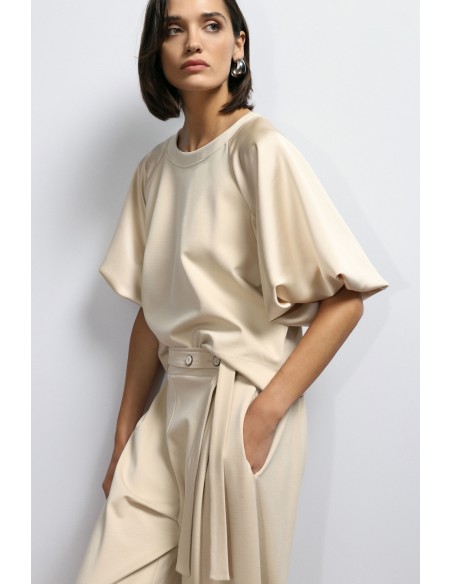 sweat imperial femme a manches ballon beige
