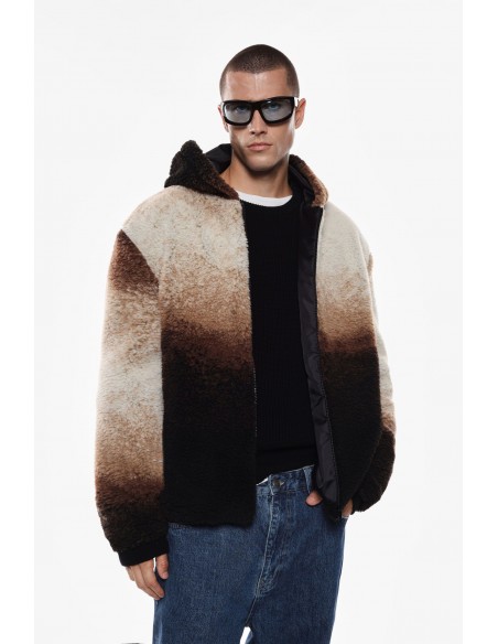 Imperial Homme Blouson a capuche en eco fourrure