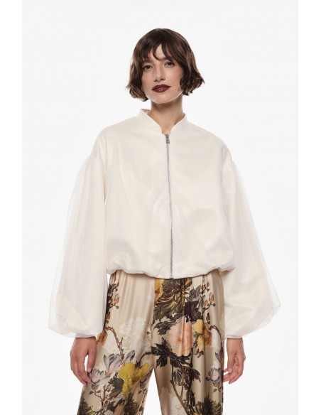 Imperial femme bomber oversize Noir en tulle
