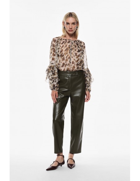 Imperial Femme pantalon kaki en cuir vegan