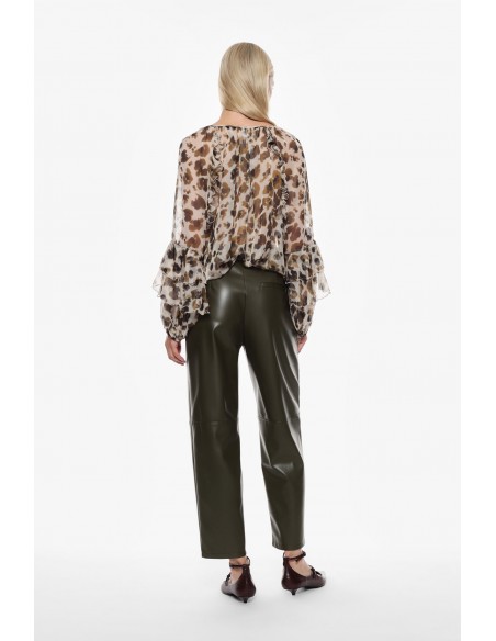 Imperial Femme pantalon kaki en cuir vegan