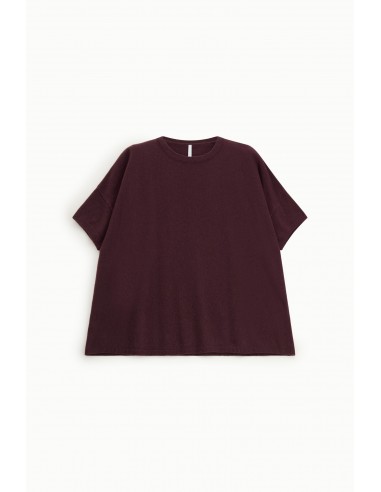 Imperial Femme Tshirt Prune en laine et cachemire melangé