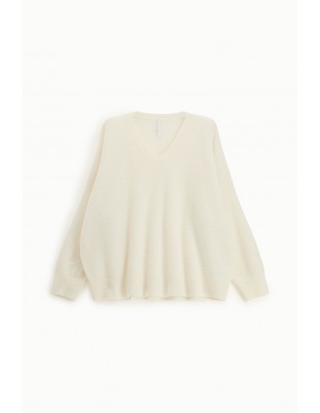 Imperial Femme pull Ecru en laine et  baby alpaga melangé