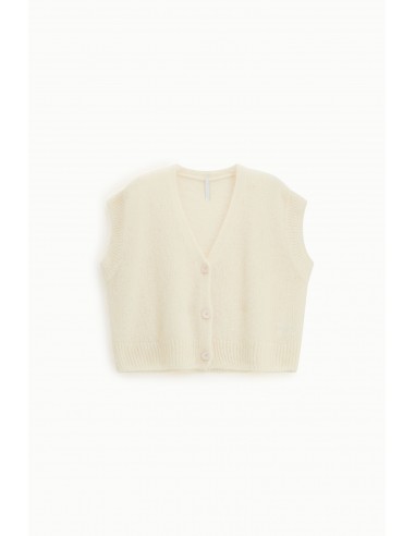 Imperial Femme Cardigan Ecru en laine et mohair melangé