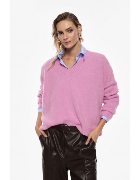 pull rose en baby alpaga