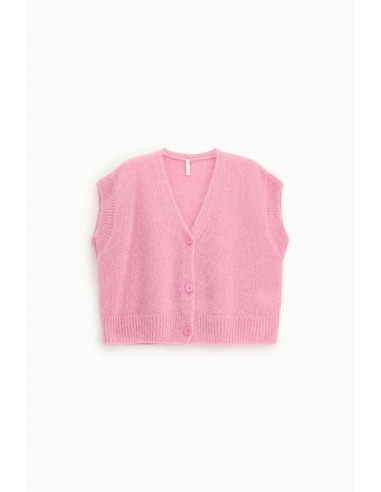 Imperial Femme Cardigan Rose en laine et mohair melangé