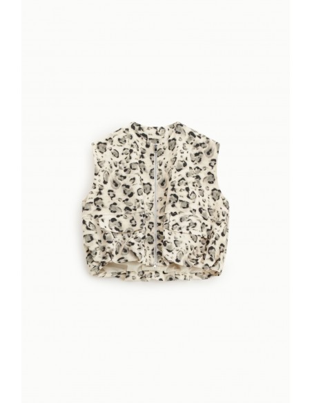 Imperial Femme Gilet Leopard oversize ecru et noir